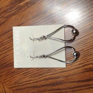 Seed & Sage Teardrop Dangle Earrings Silver Tone Geometric Drop Earrings NWT